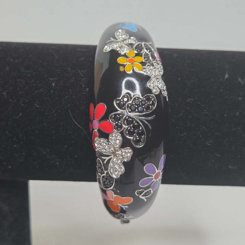 Belle Etoile Hand Painted Art Deco Flutter Bangle Bracelet - Picture 3 of 9